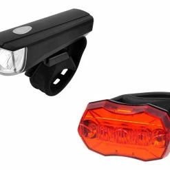 Bike Attitude Lygtesæt Forlygte 1 LED/Bag 5 LED Ø22,2-31,8mm Inkl. Batteri