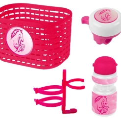 ECykelhjelm.dk Cykelkurv + Ringeklokke + Flaske M. Holder Med Hestemotiv