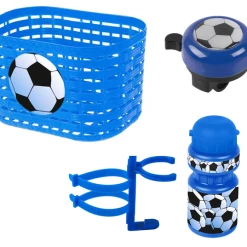 ECykelhjelm.dk Cykelkurv + Ringeklokke + Flaske M. Holder Med Fodbold Motiv