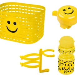 ECykelhjelm.dk Cykelkurv + Ringeklokke + Flaske M. Holder Med Smileys